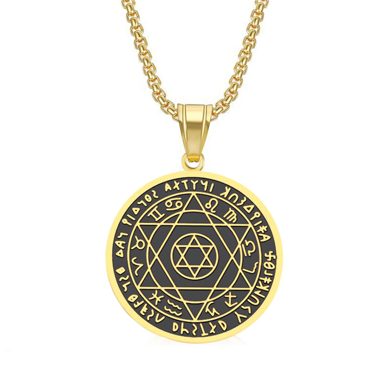 

12 Zodiac Sign Constellation Star of David Pendant Gold Color Stainless Steel Hexagram Amulet Necklace for Men Jewelry Gift