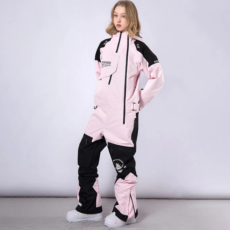 Mono deportivo impermeable con capucha para hombre, traje de nieve de una pieza para exteriores, monos de esquí para mujer, mono de Snowboard con aislamiento de invierno para hombre