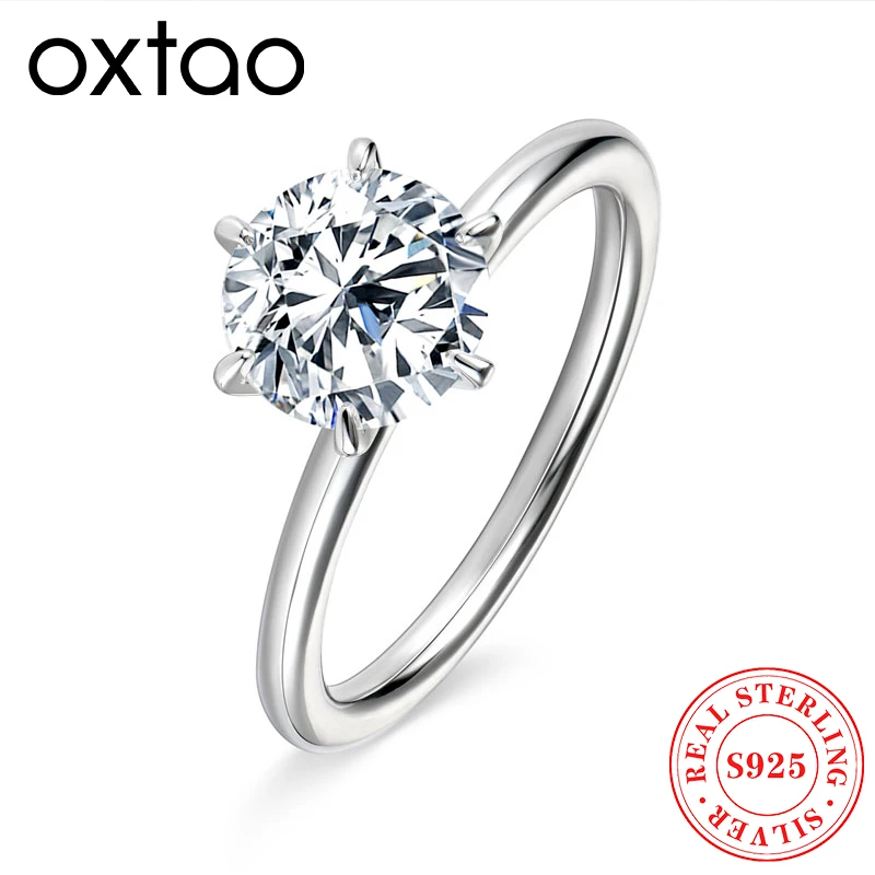 

OXTAO D VVS1 Moissanite Rings for Women Classic Trendy Solitaire Lab Diamond Engagement Wedding Band with Certified 925 Sliver