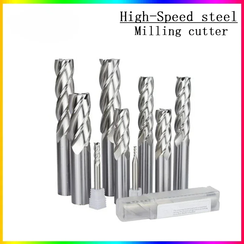 NEW 4 slot white steel end milling cutter 1mm~20mm 4mm 6mm 8mm 12mm CNC lathe metal 4 flute milling cutter 1.5mm tool holder