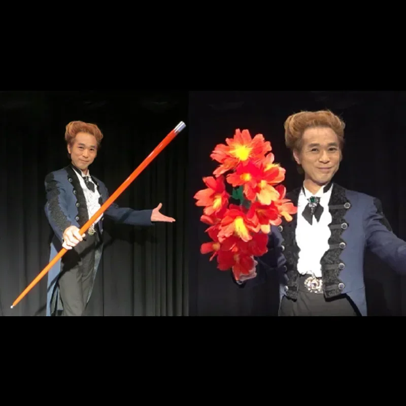 

Gimmicks Deluxe Cane to Flower (Red/Multicolor) Magic Tricks Metal Cane Vanishes to Bouquet Production Flower Stage Illusions