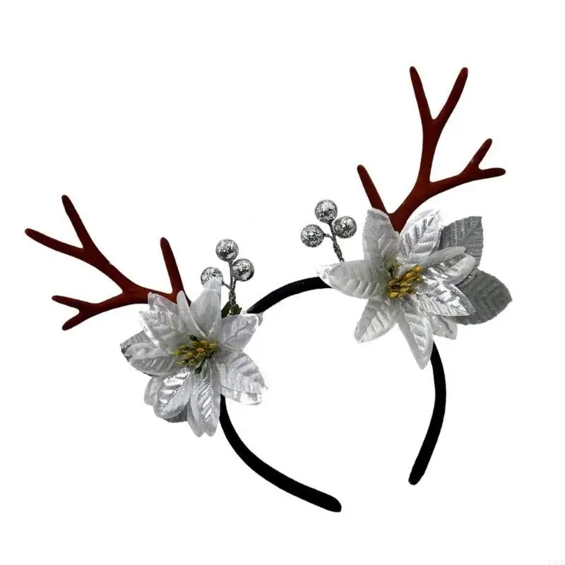 U4LE – bandeau nouvel an, accessoires Photo, bandeau amusant, fleur, karaoké, cerceau pour cheveux, bois noël pour scène