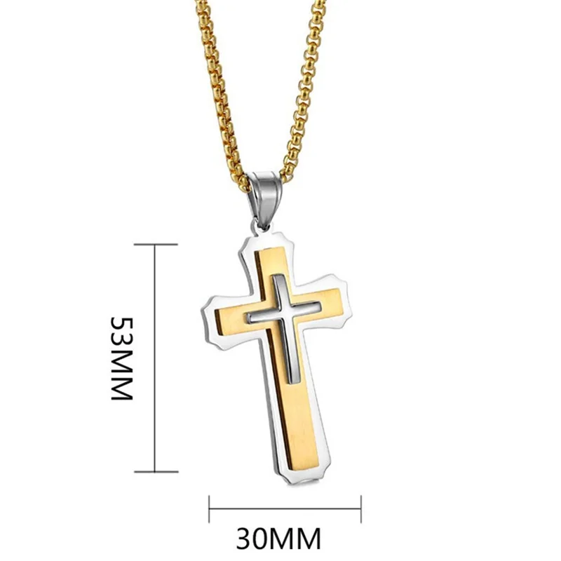 Cross-border bestselling cross pendant necklace for men, hip-hop trendy, colorfast jewelry necklace, gift for boyfriend