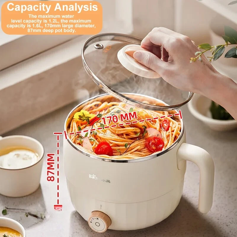 Single Double Layer Stainless Steel Multifunctional Electric Cooking Hot Pot For 1-2 People Household Use
