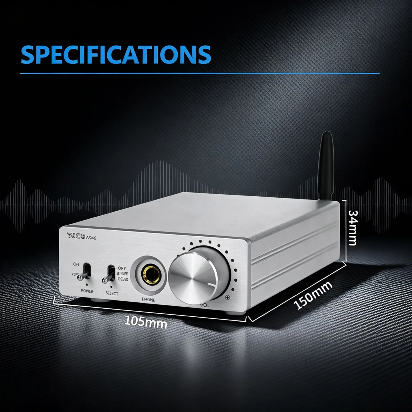 YJCO DAC HiFi Bluetooth 5.4 DAC Kopfhörerverstärker All-in-One CS4398 Decoder QCC3084 Unterstützt LDAC AAC AptX HD Stereo Audio Verstärker – Detail 6