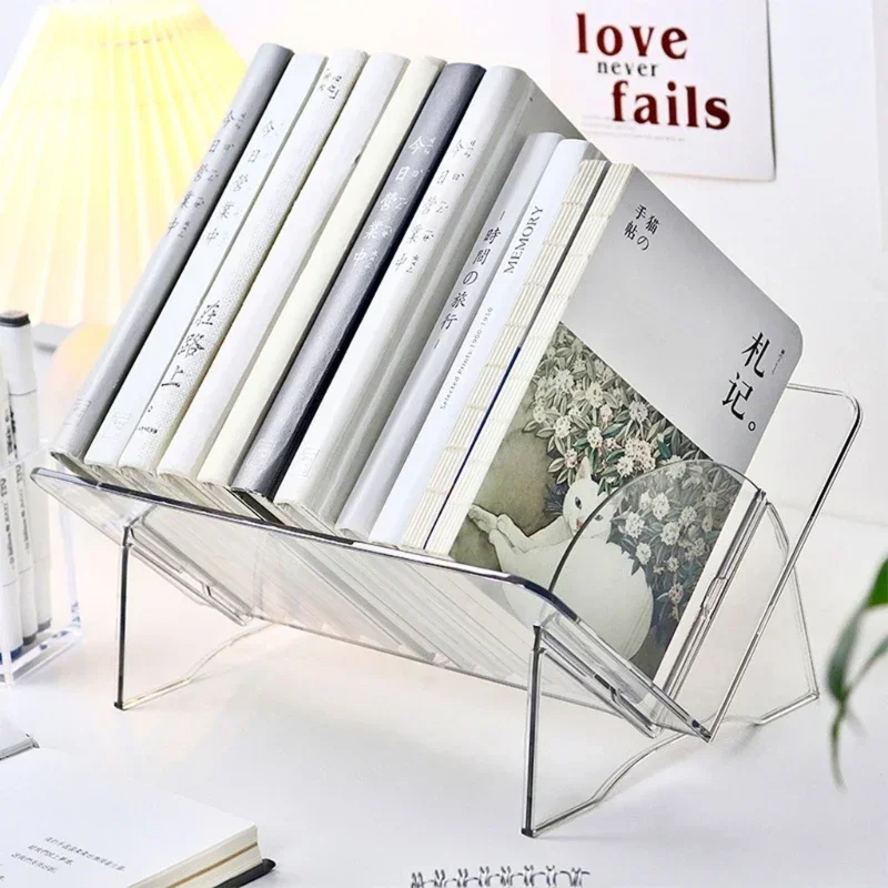 1pc Multifunctional Desktop Book Modern Desktop Bookshelf With VShape Support For Books Magazine CDs And Storage Rack