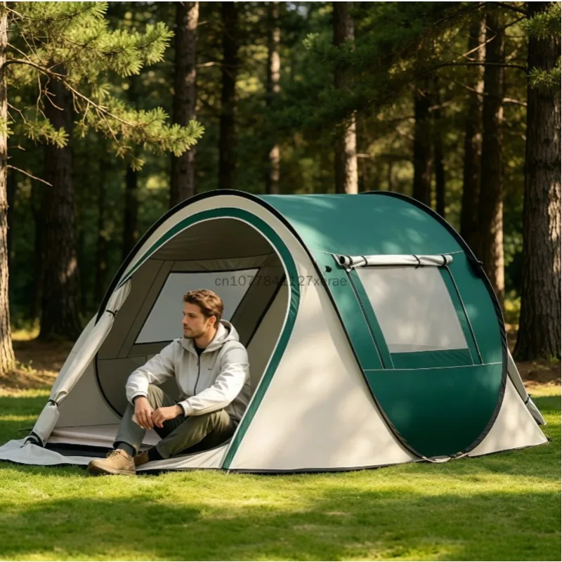 Outdoor fully automatic quick-open tent for 3-5 people, beach camping boat-shaped hand-pitched tent, ready-made tent