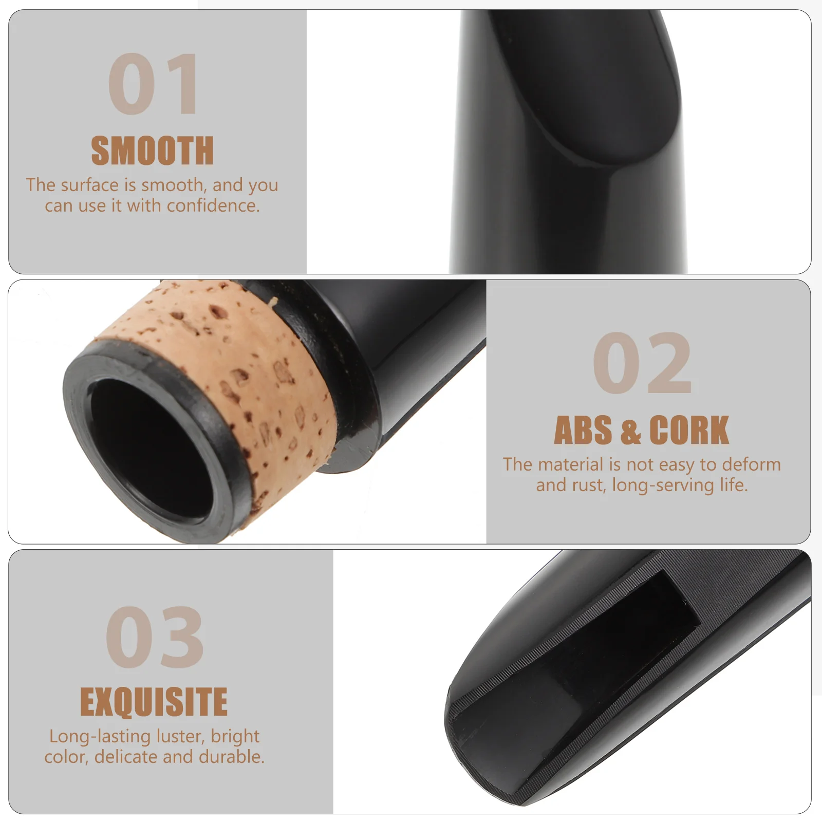 

Clarinet Mouthpiece Sturdy Cork Saxophone Bright Color Plastic Part Flat Intermediate Smooth Surface