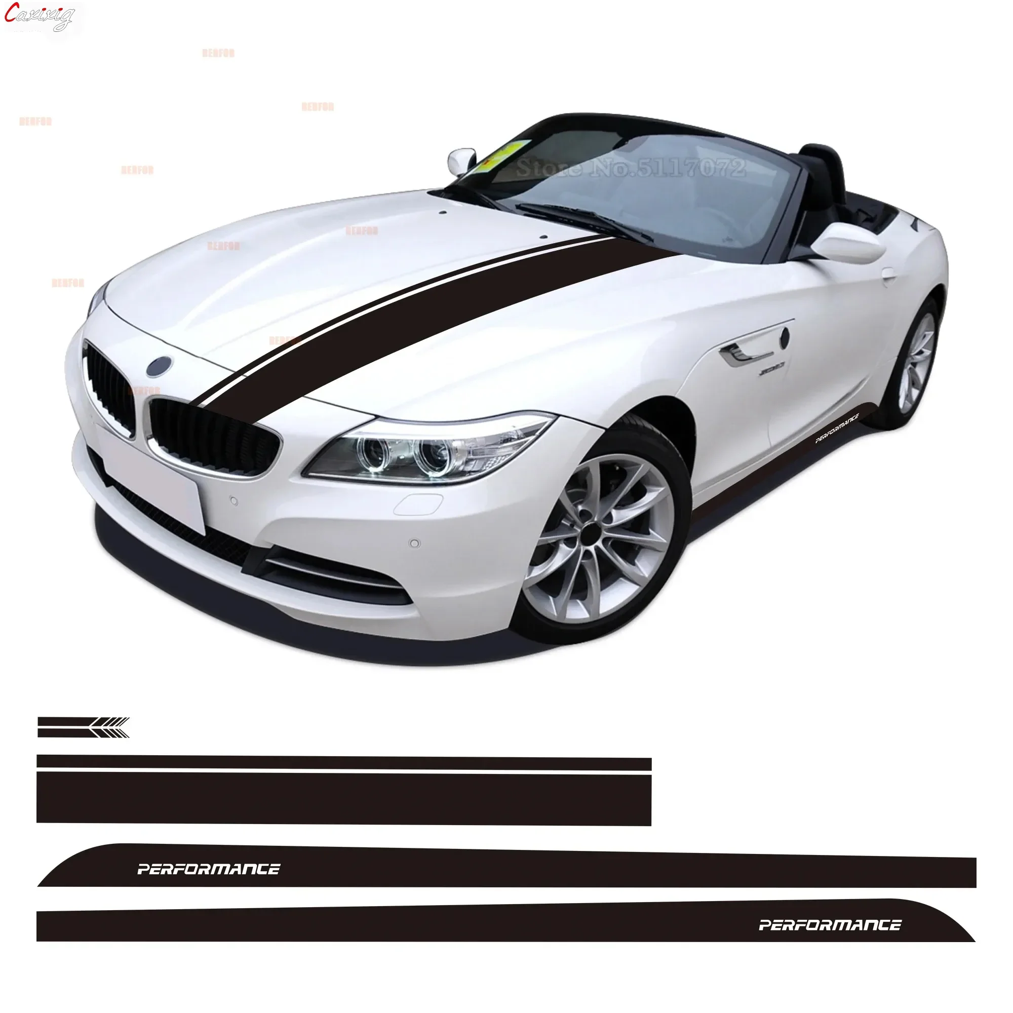 M Performance For BMW Z4 E85 E86 E89 G29 Door Side Stripe Skirt Sticker Car Hood Engine Cover Rearview Mirror Bonnet Body Decal