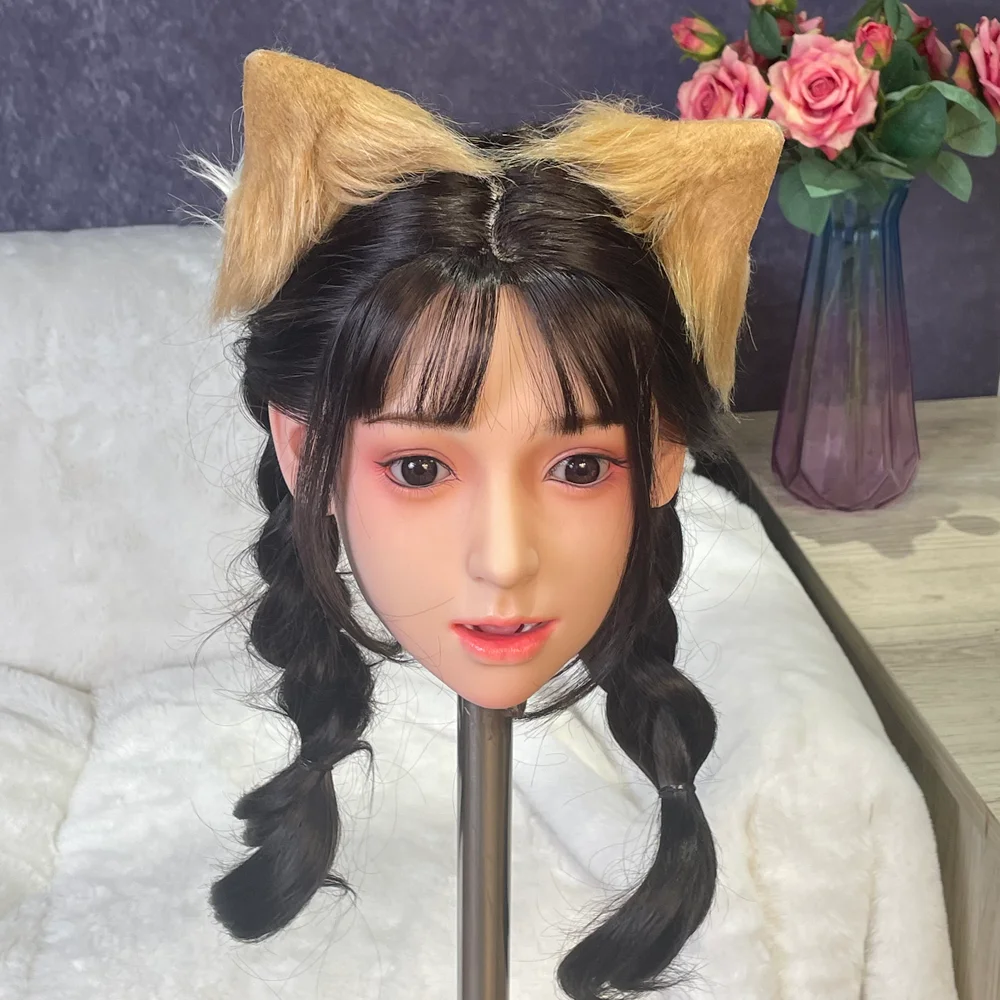 Model kepala wanita super lucu, mirip anak anjing, dapat dikustomisasi sendiri. Dengan slot mulut khusus, ini adalah mainan dewasa pria.