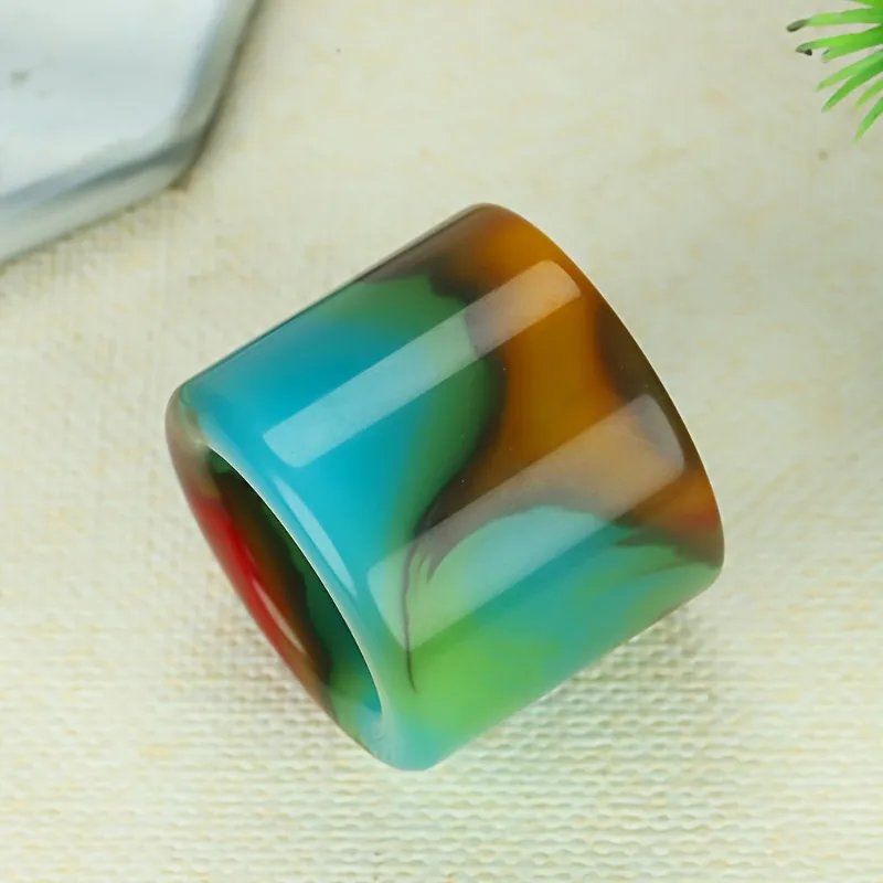 مفتاح ربط جديد ملون من الحجر الطبيعي، خاتم متعدد الاستخدامات على الموضة الكلاسيكية #6