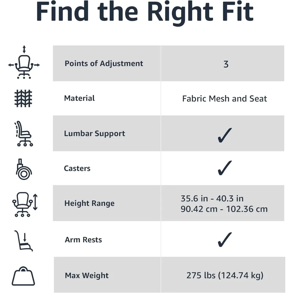 Mesh Mid-Back Adjustable Office Chair with Armrests, Lumbar Support, 360 Swivel and Easy Assembly in Black