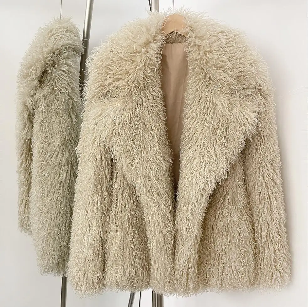 2025 Women Fur Coat Eco-friendly New in Winter Long Sleeve Warm Faux Fur Jacket Female Office Lady Chic Outerwear