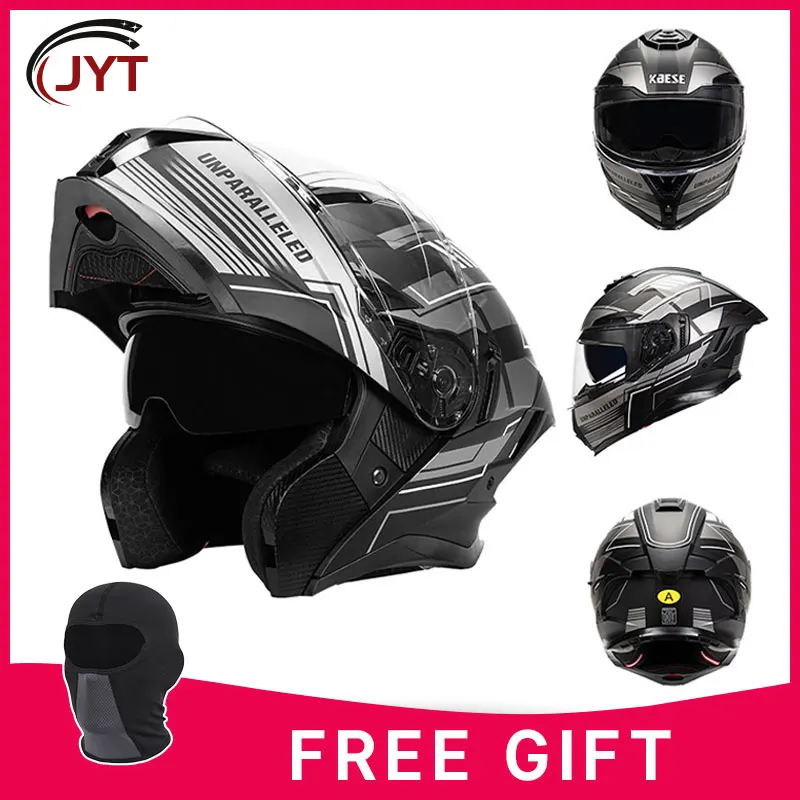 Full Face Flip Up Helmet for Motorcycle Moto Pilot Men Women Cafe Racer Flip-up Modular Helmet Motocross Cascos DOT Approved