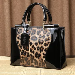 Pure Cowhide Leopard Women's Bag Large Capacity Genuine Leather Female Handbags Fashion Portable Shoulder Crossbody Bags 2023