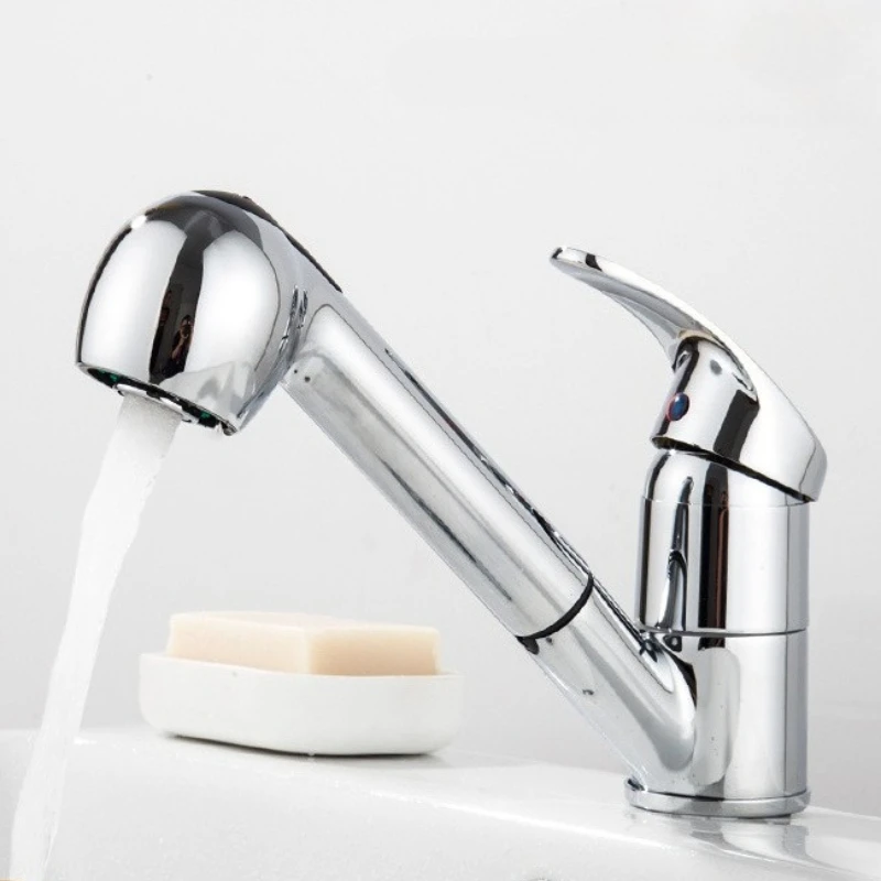 

Смеситель для кухни - выдвижной поворотный смеситель для раковины из цинкового сплава с холодной/горячей регулировкой для раковины для мытья овощей