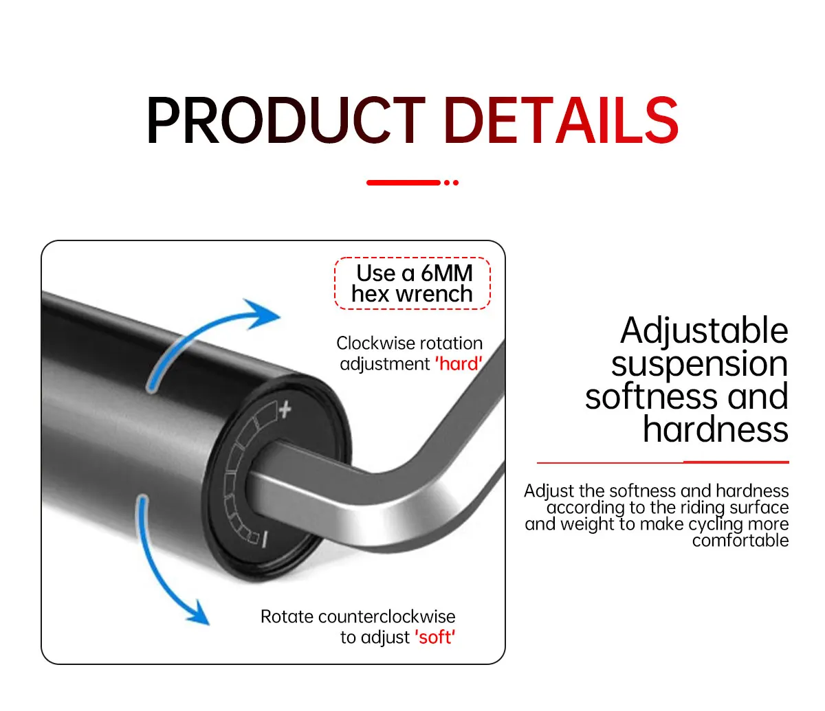 TESNO Fahrrad Sattelstütze MTB Stoßdämpfer Fahrrad Sattelstütze Dropper Manuelle Reise Höhe Suspension 27,2/30,9/31,6mm Fahrrad Sitzrohr – Detail 11