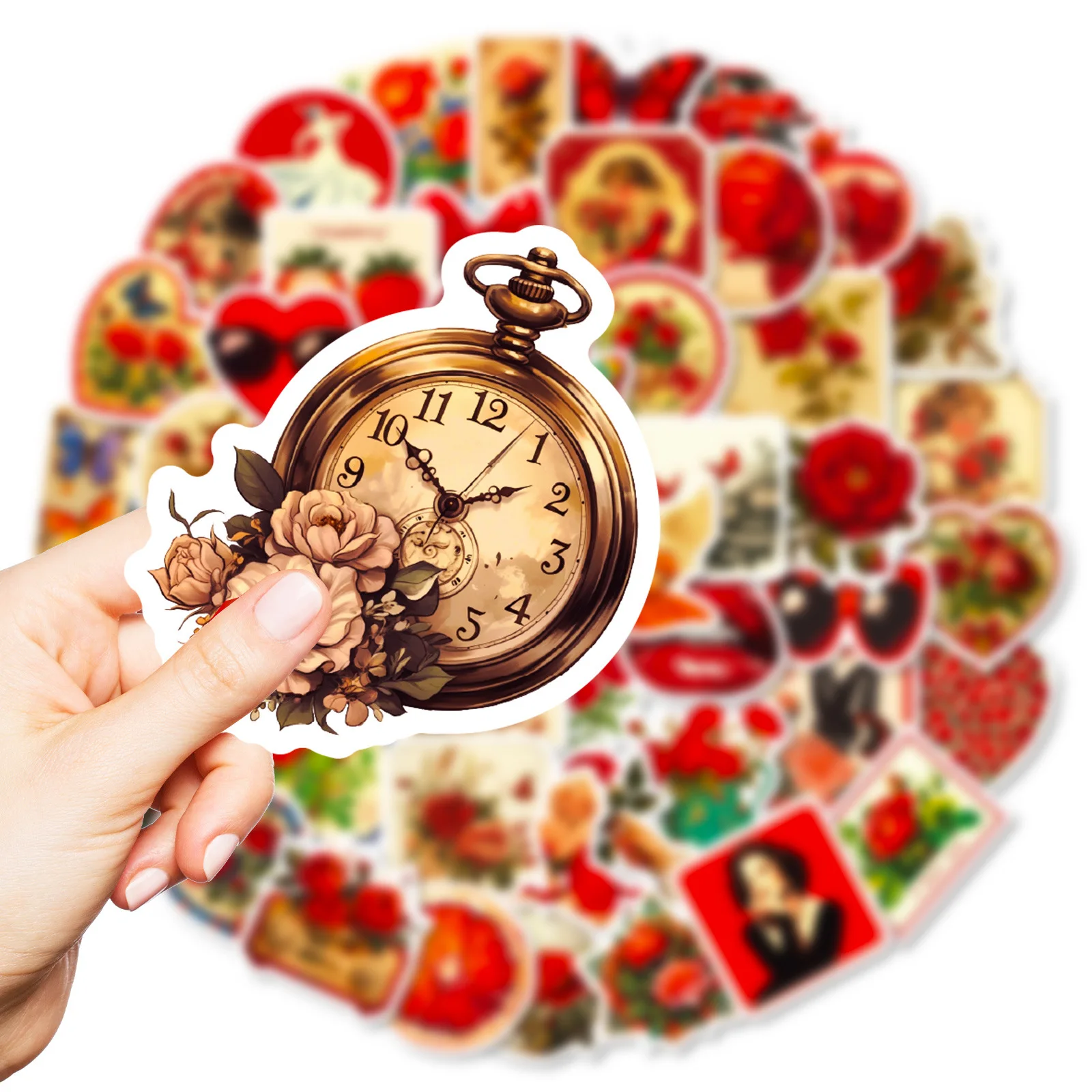 50 قطعة ريترو روز خربش فراشة امرأة روز ملصق نمط الديكور دفتر سكيت باد ملصقات مقاومة للماء لعبة أطفال #3