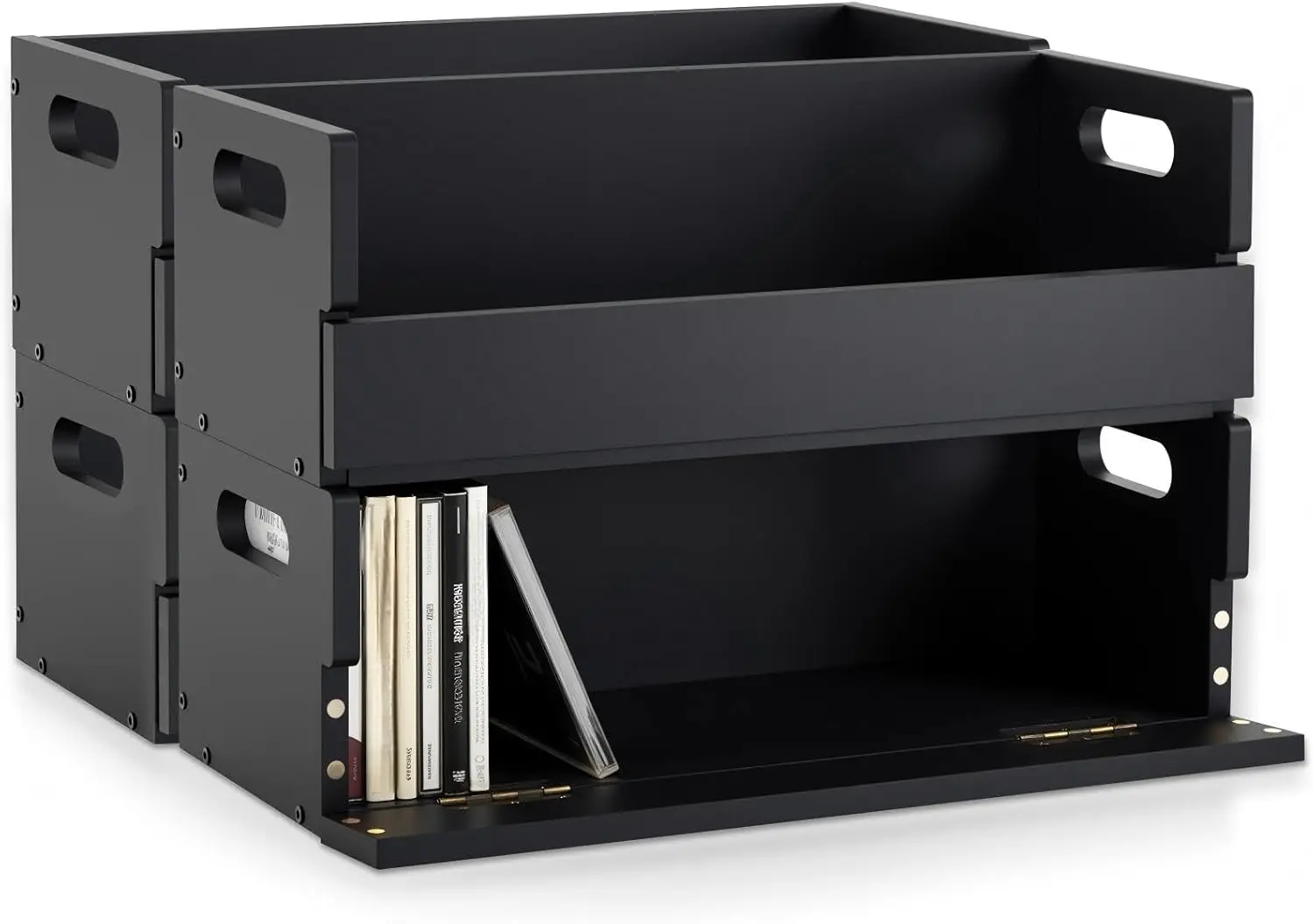 

Wooden CD Storage Box Set with Magnetic Flap, Stackable Design for DVDs and Cassettes, Holds 36 CDs Each