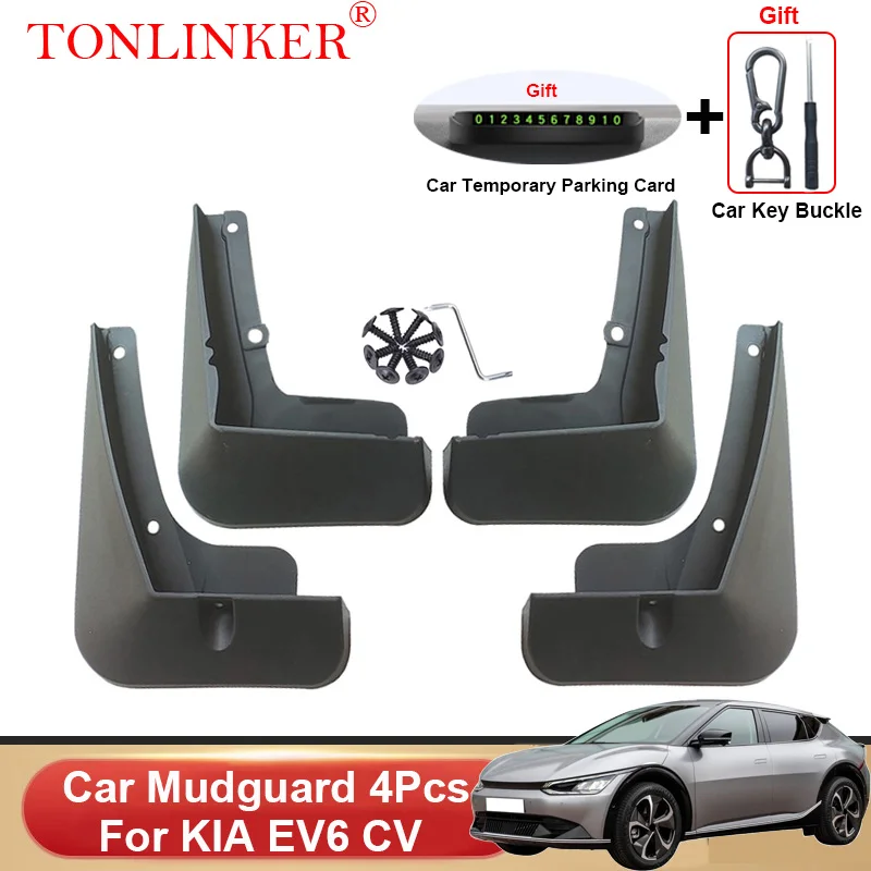 TONLINKER Car Mudguard For Kia EV6 EV6GT CV 2021 2022 2023-Present Mudguards Splash Guards Front Rear Fender Mudflaps Accessorie