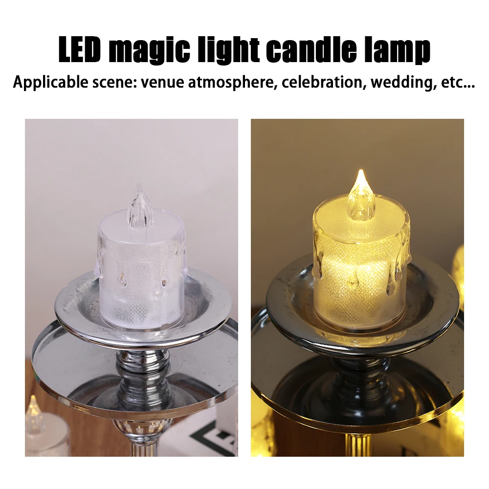 Eletrônico Tearful Flameless LED Candle Lights, lâmpada transparente, acrílico Tealights, decoração do casamento, luzes da noite, 1 pc, 6pcs