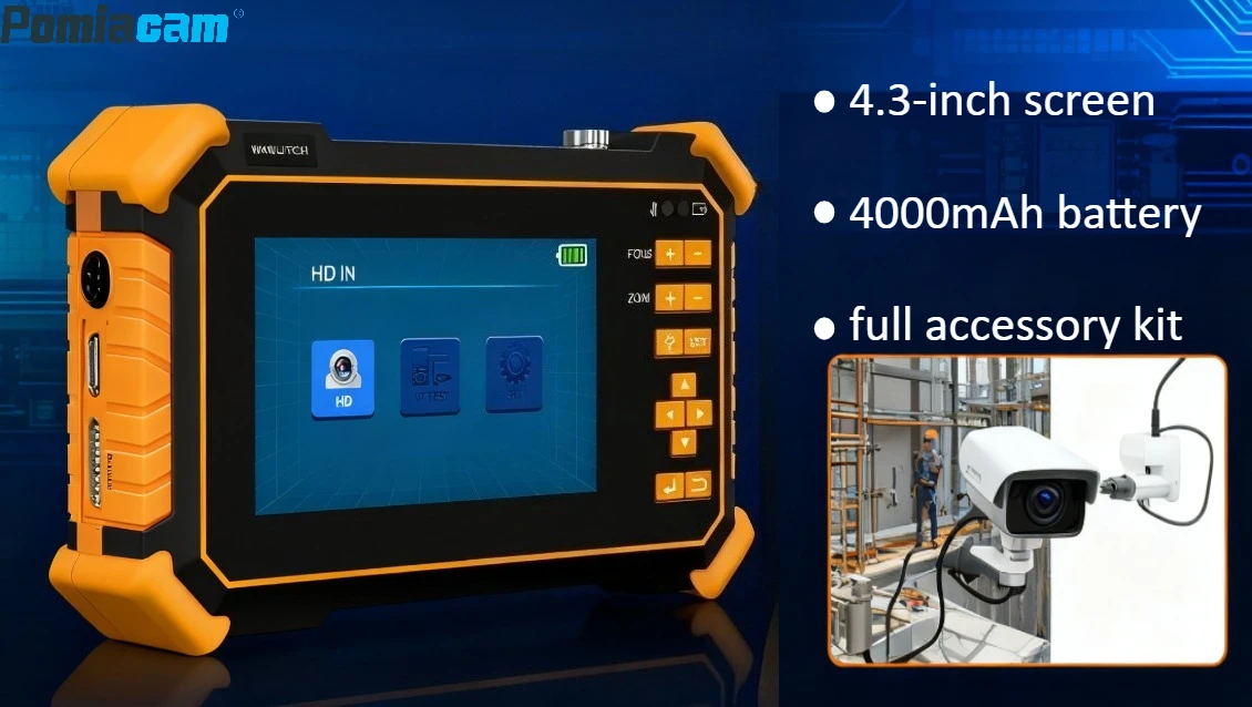8MP CCTV Camera Tester TVI CVI AHD CVBS Analog 4.3 Inch Screen UTP Test RS485 PTZ Control Audio Test 12V Output