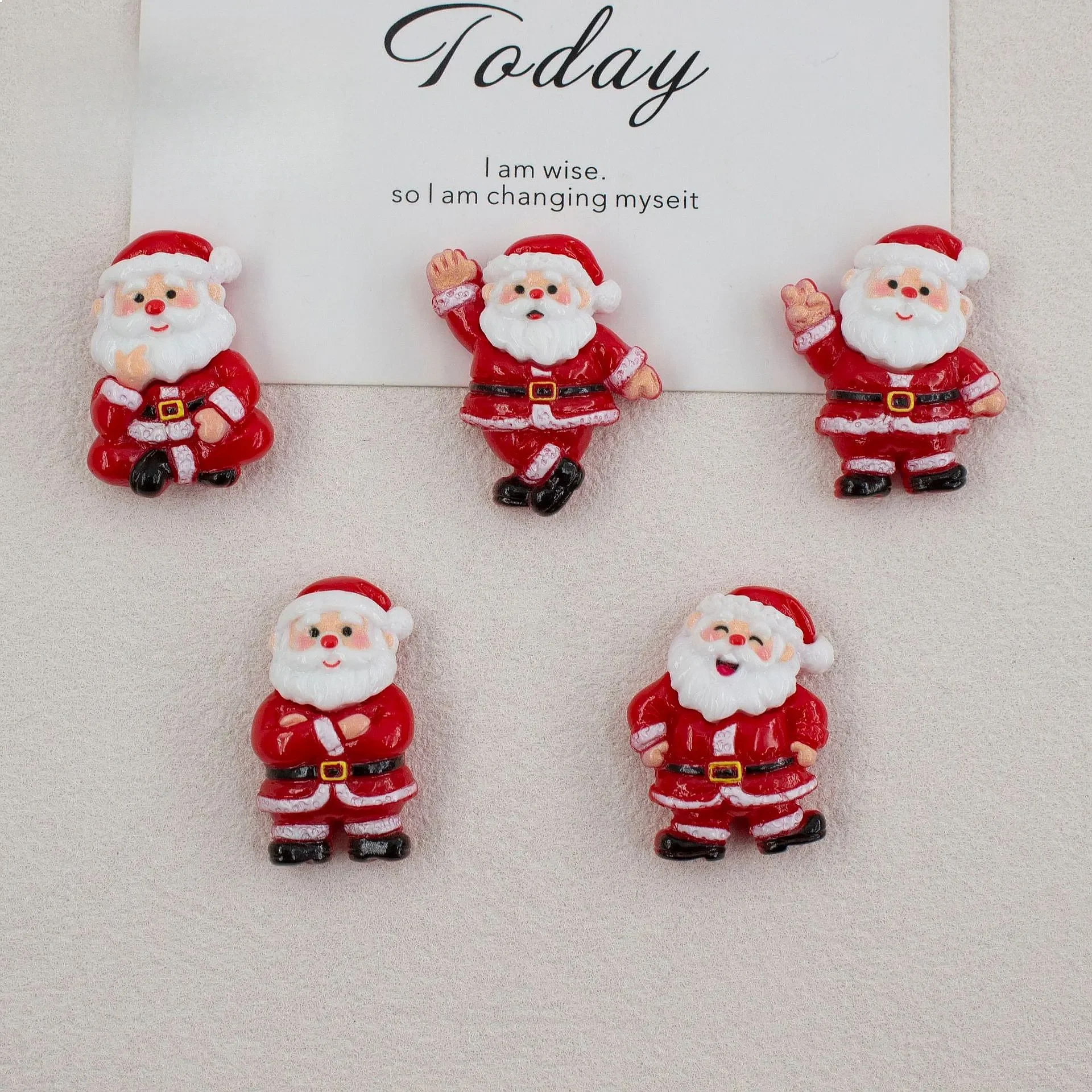 100pcs Cute Flatback Mini Santa Resin Charms DIY Christmas Cabochons for Phone Case Hairpin Keychain Decor