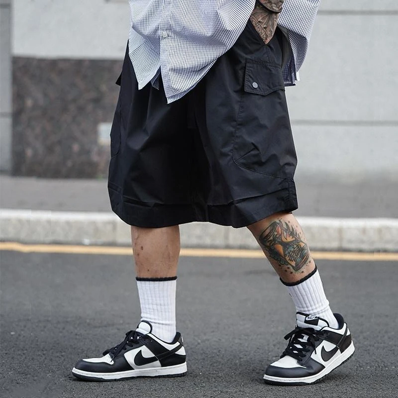 

Men's Big and Tall Summer Shorts Pleated Cargo Design with Pockets Japanese Style Slimming Loose Fit Plus Size Clothing