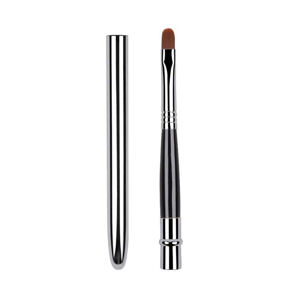 Tragbare Gold Silber Lip Gloss Make-Up Pinsel Stift Metall Griff Kosmetische Lipgloss Lippenstift Pinsel Mit Schutzkappe