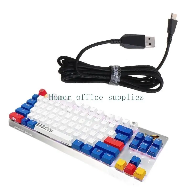 

K43B 1.8m Keyboard Lines Replacement Durable PVC USB Cable Cord for ROG Strix TKL Mechanical Keyboard , Black