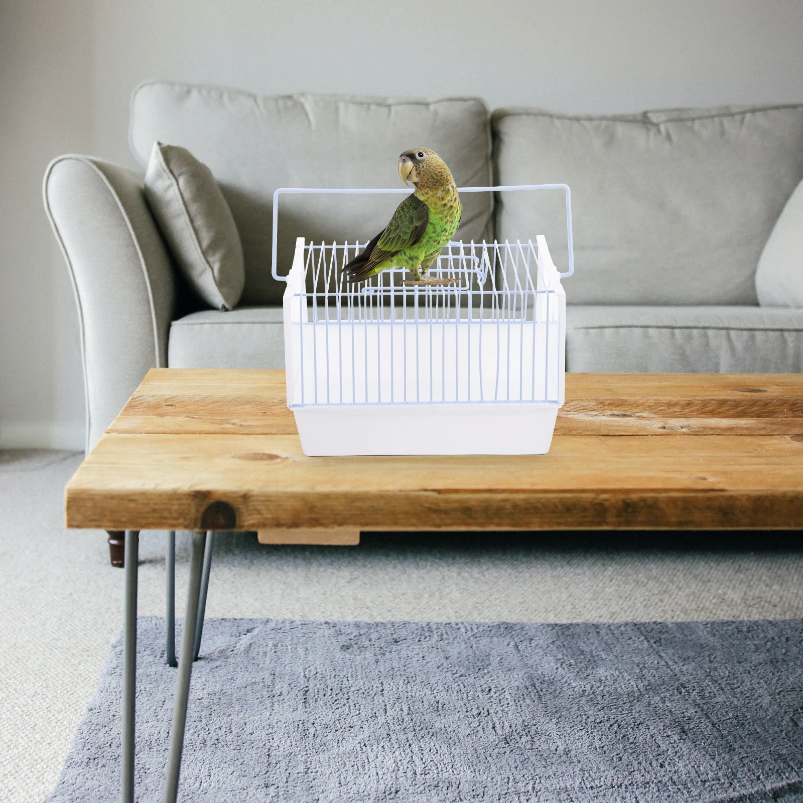 

Portable Bird Cage White Small Size Wire Parrot Cage for Outing H held Comfortable H Breathable Design Pet Bird Carrying Case