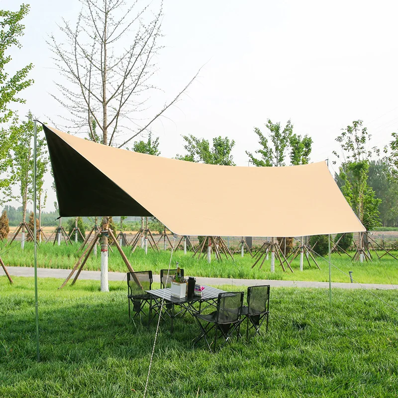 

New Canopy Tent Portable Vinyl Silver Glue Sunscreen Canopy Outdoor Open-air Equipment Camping Sunshade Butterfly Curtain