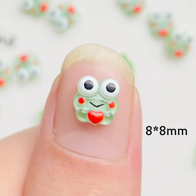 30 Pcs New Cute Mini 8*8mm Cartoon Animal Heart-Shaped Frog Resin Scrapbook Diy Jewelry Craft Decoration Accessories 018