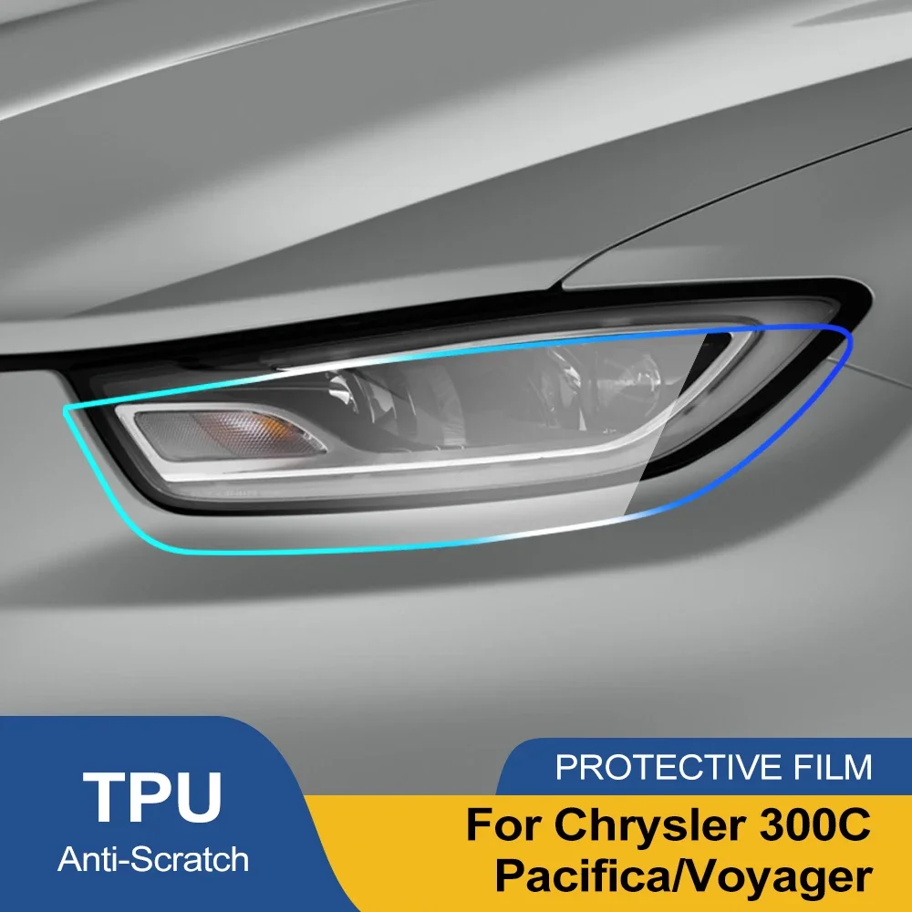 For Chrysler 300C Pacifica/Grand Voyager High Gloss Smoke Black Pre-Cut Headlight Protection Film TPU PPF Anti-Scratch Vinyl Kit