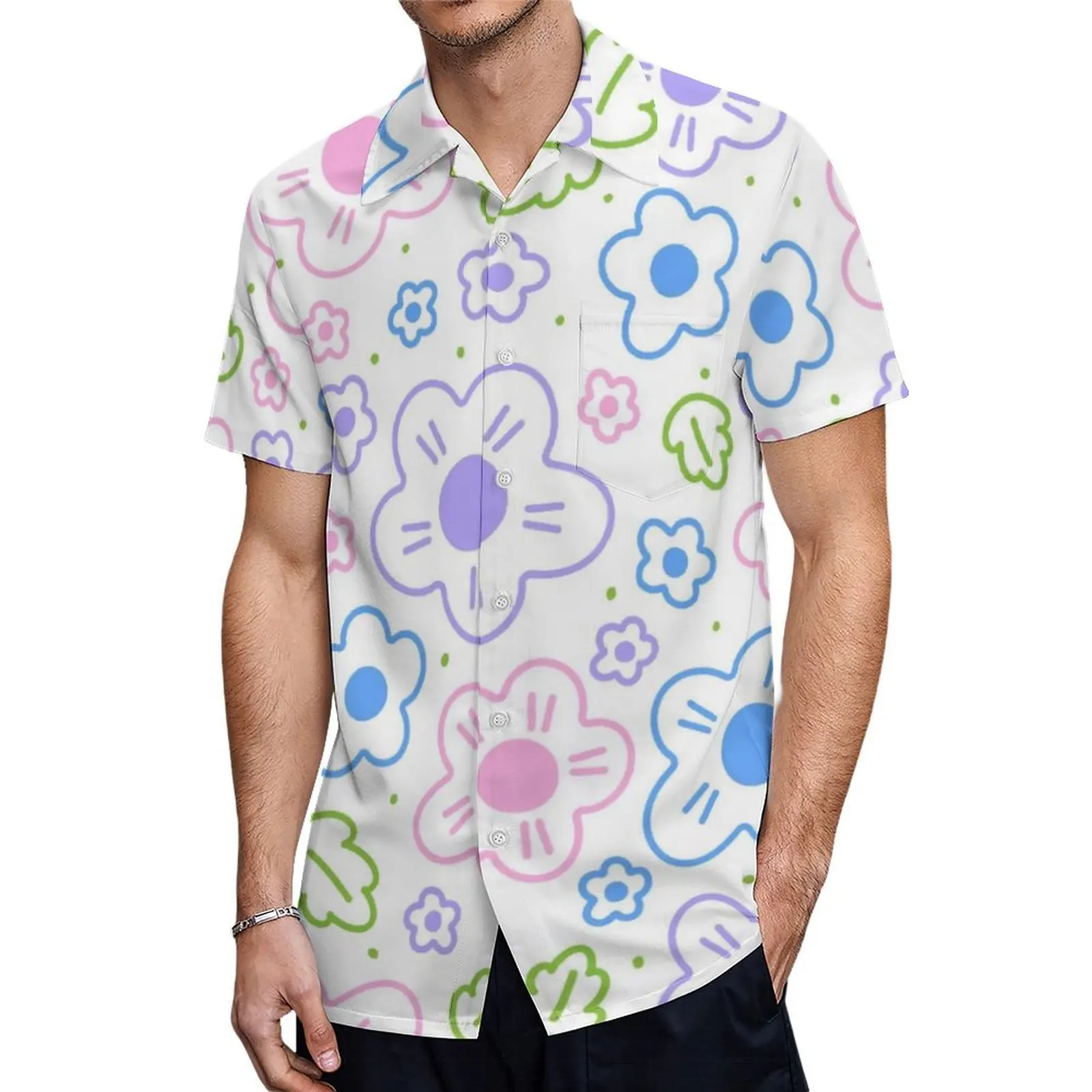 

Men's Hawaiian 3D Flower Graffiti Print Shirt Holiday Vacation Summer Beach Lapel Collar Short Sleeve Casual Comfort Shirts Tops