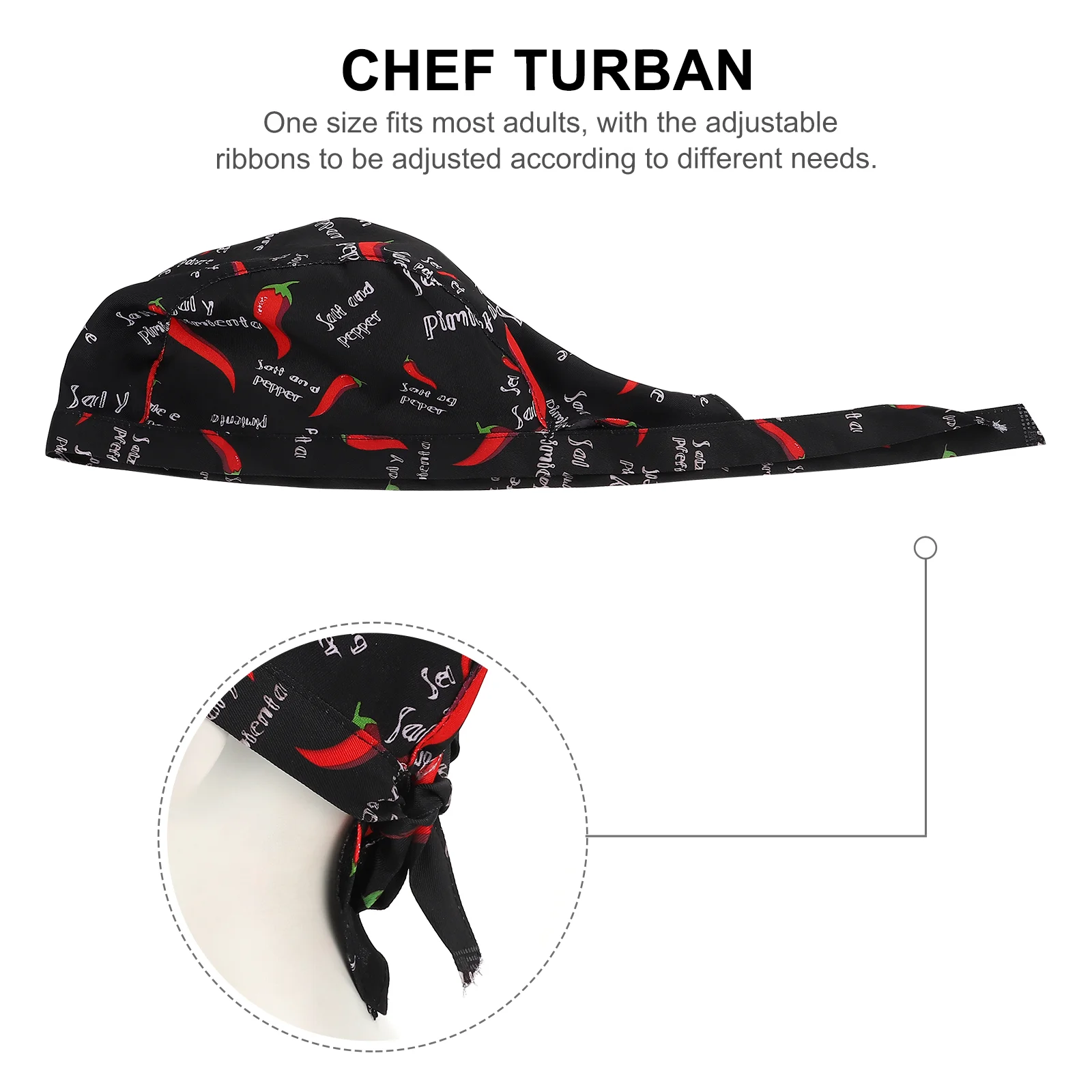 2 Pcs Chef Cap Bandana Food Service Cap Hats for Men Caps Ribbon Turban