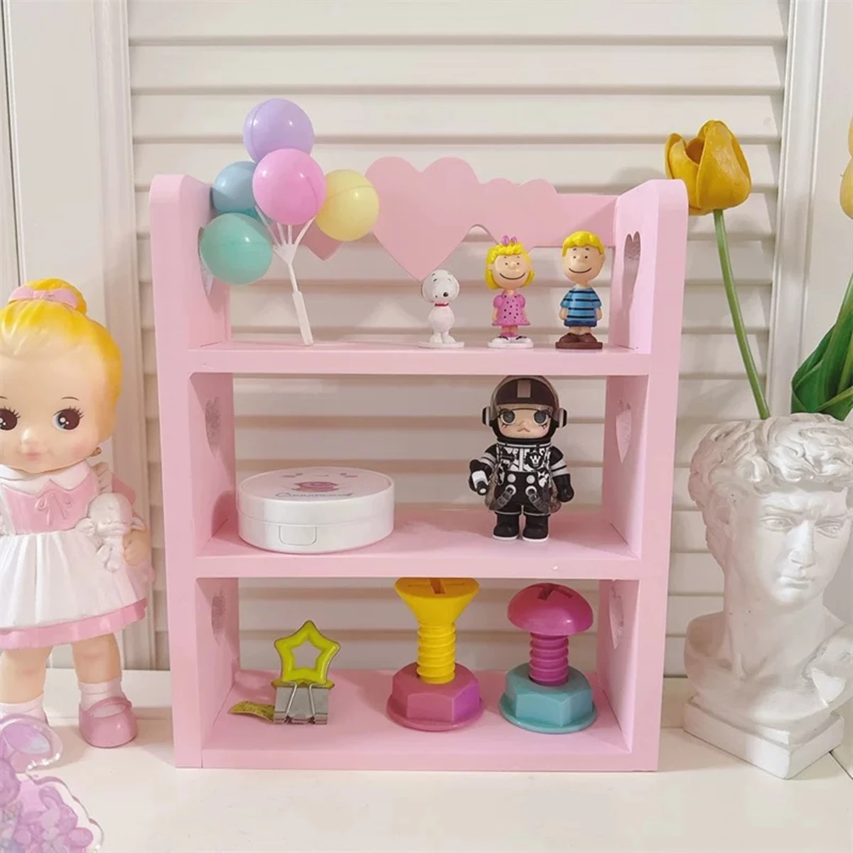 

Pink desktop storage rack, cute home decoration storage rack