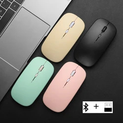 Bezprzewodowa mysz Bluetooth-kompatybilny 2.4G USB Macaron Mouse wyciszenie przenośny 1600DPI 3 regulowany myszka do PC Laptop Gaming Office