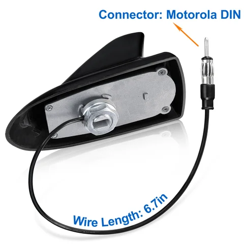 Eightwood 자동차 AM/FM 라디오 증폭 기능 단일 와이어 상어 지느러미 자동차 안테나 DIN 수 케이블 길이 12(커넥터 제외)