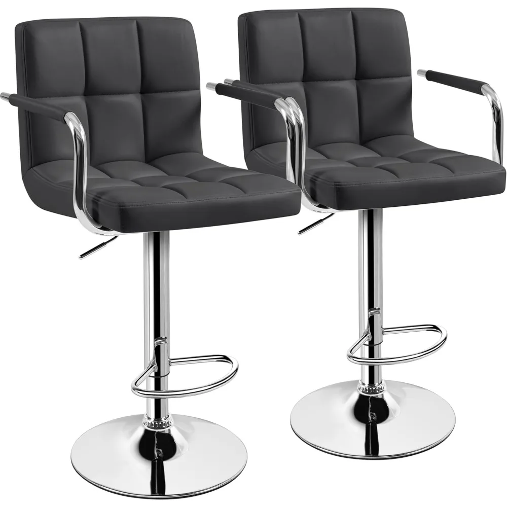 

Adjustable PU Leather Swivel Bar Stools Set of 2 Modern Counter Stools with Back and Footrest for Kitchen Island Dining