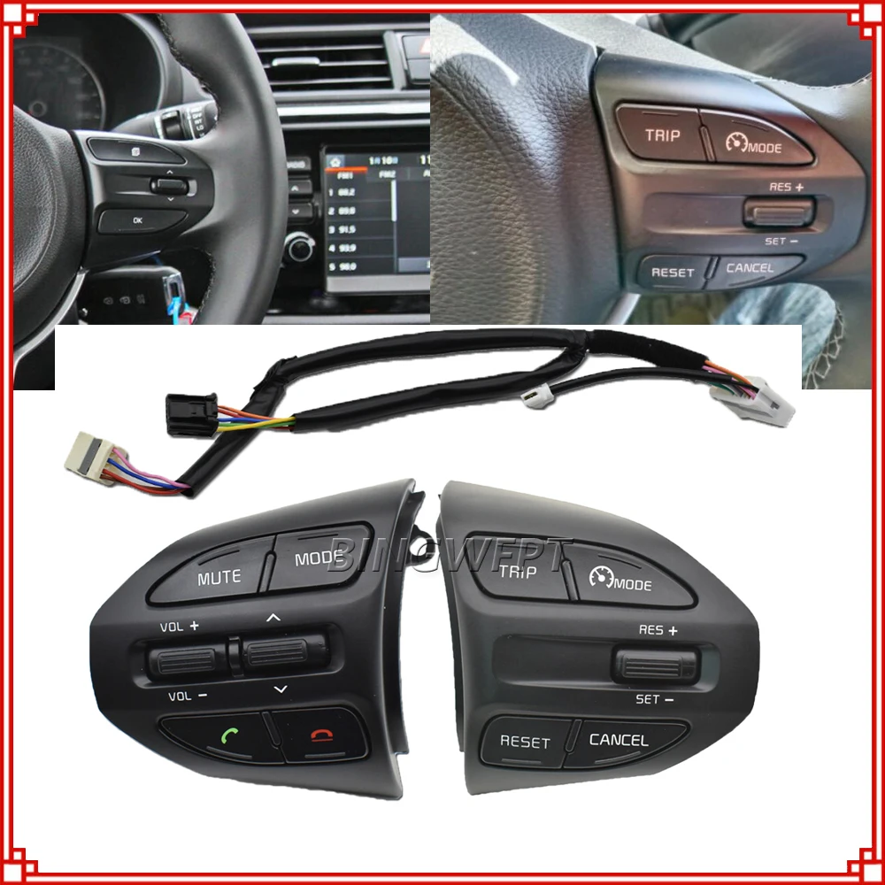 Car Switches buttons For Kia RIO K2 Picanto 2017-2021 Steering Wheel Cruise Control Button Switch with Red backlight 96720-G6010