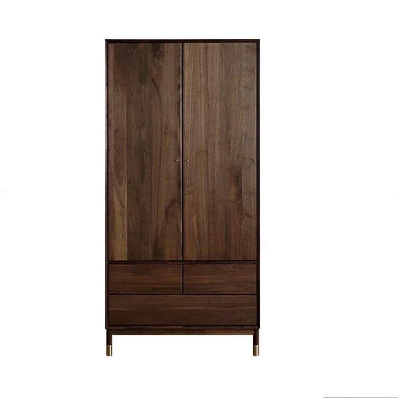 Nordic All Solid Wood Black Walnut Storage Multifunctional Casement 2 Door Minimalist Modern Master Bedroom Furniture
