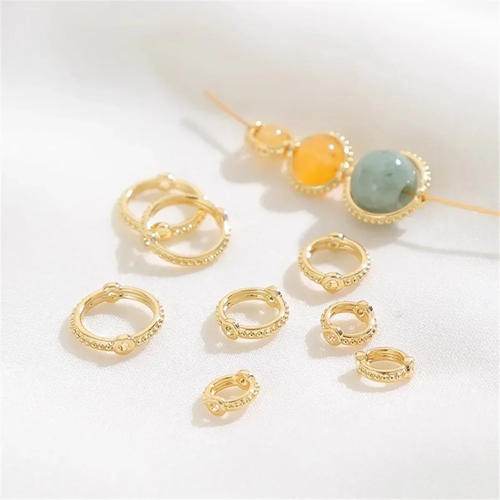 14K Goud-Kleur Dubbele Gat Kant Ring Kraal Ring Handgemaakte Diy Parel Kraal Ring Kraal Ornament Materiaal accessoires Q005