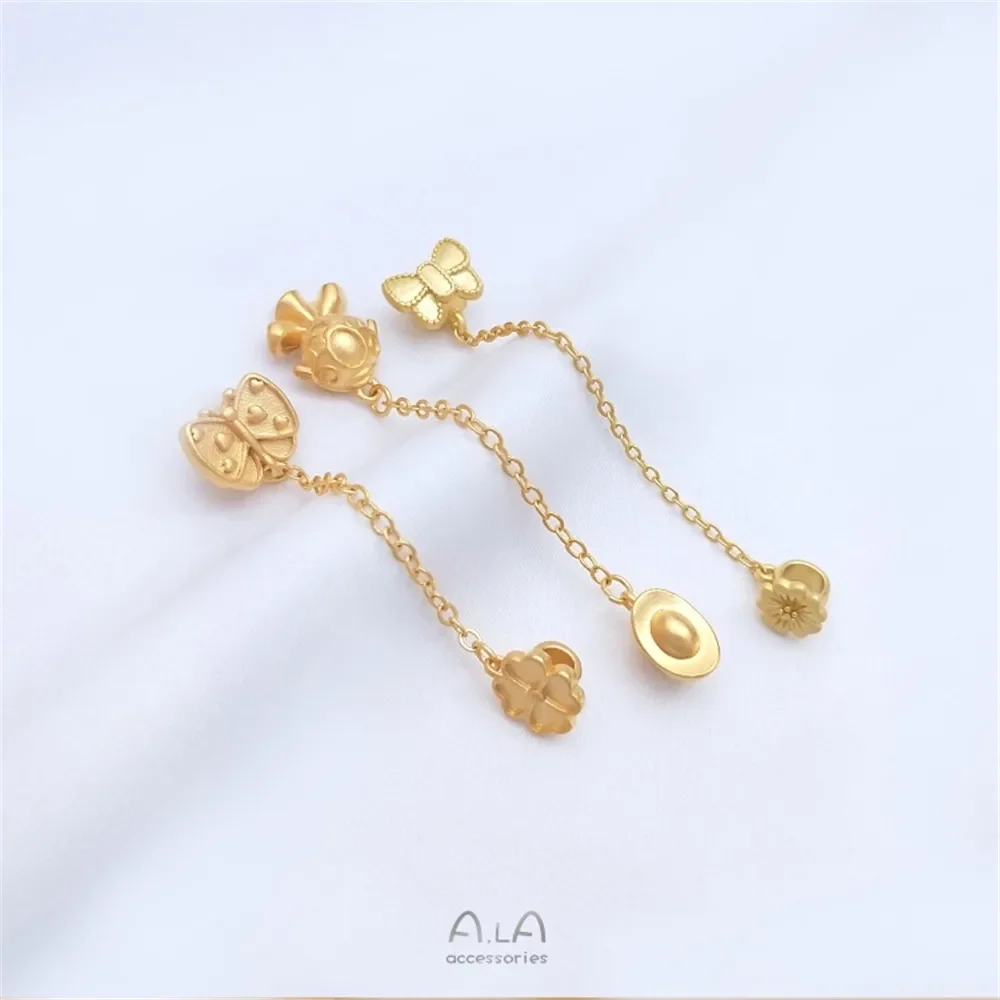 Gold gold goldfish ingot bow big hole beads hanging chain diy beaded bracelet septum bead head accessories