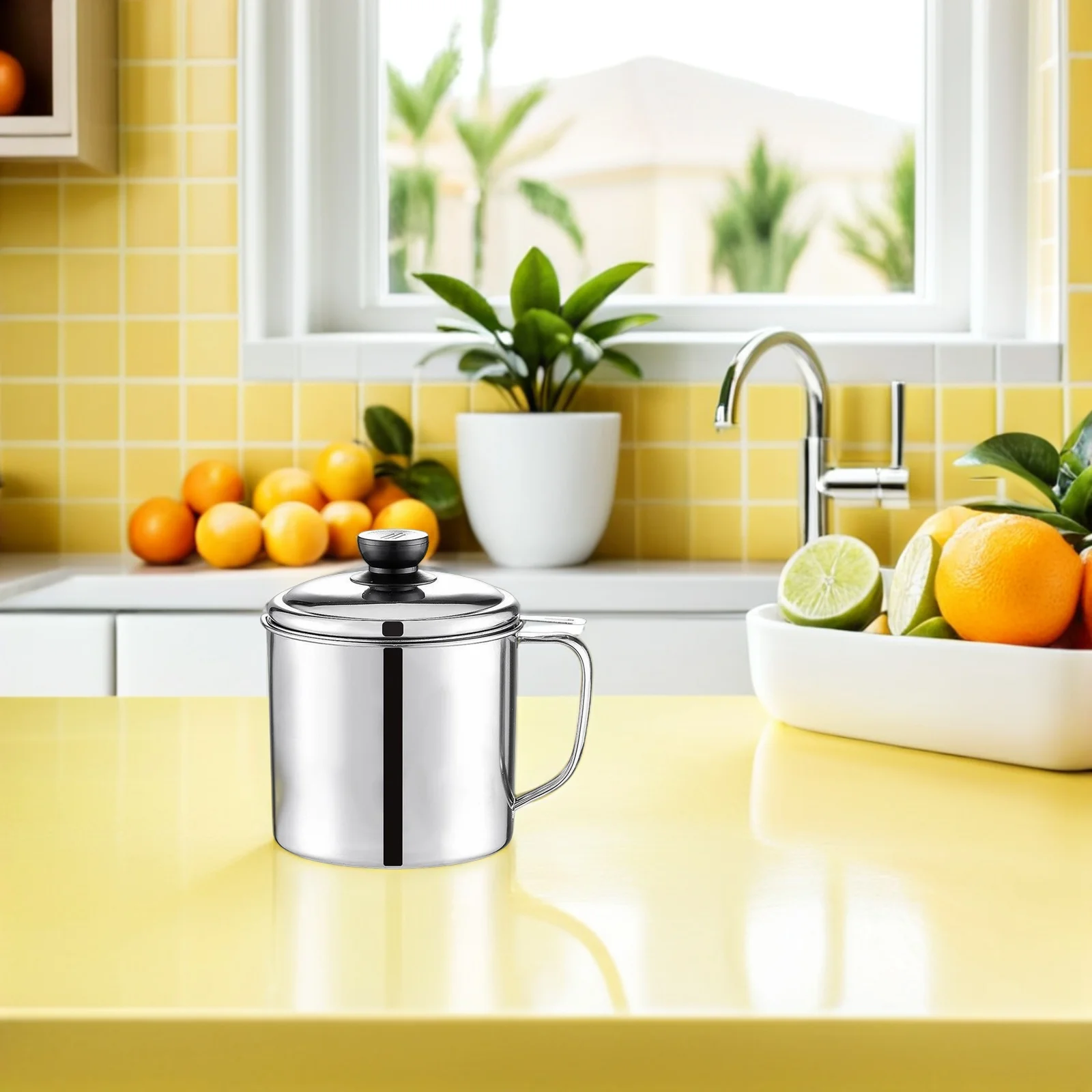 

Stainless Steel Oil Container With Strainer Grease Jar For Kitchen Cooking Oil Dispenser Bacon Grease Holder Filter Pot