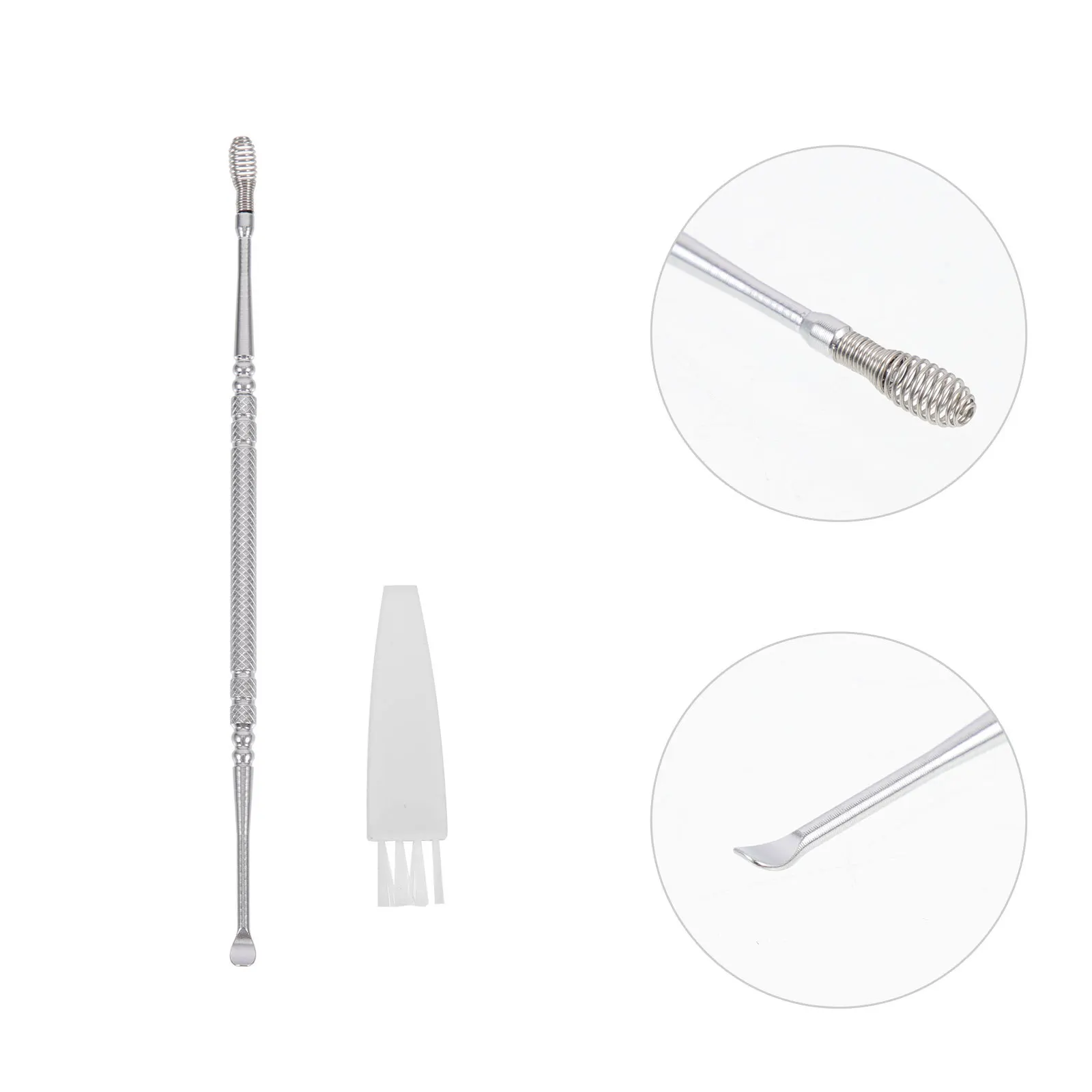 

Очиститель ушей двойного назначения, инструмент для ушной серы из нержавеющей стали, портативный компактный инструмент для удаления ушной серы для ежедневного домашнего использования на открытом воздухе, многоразовые уши