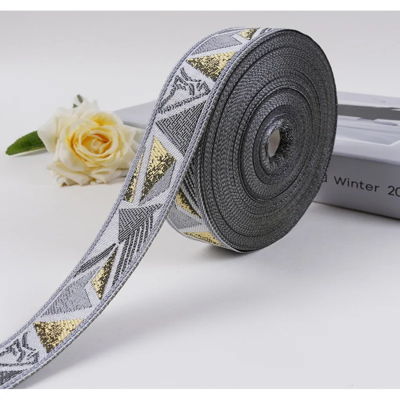 25M/Roll 3cm Wide Embroidery Jacquard Lace Ribbon Belts Curtain Accessories Pillow Edge Decor Garments Sofa Lace Belt DIY Sewing