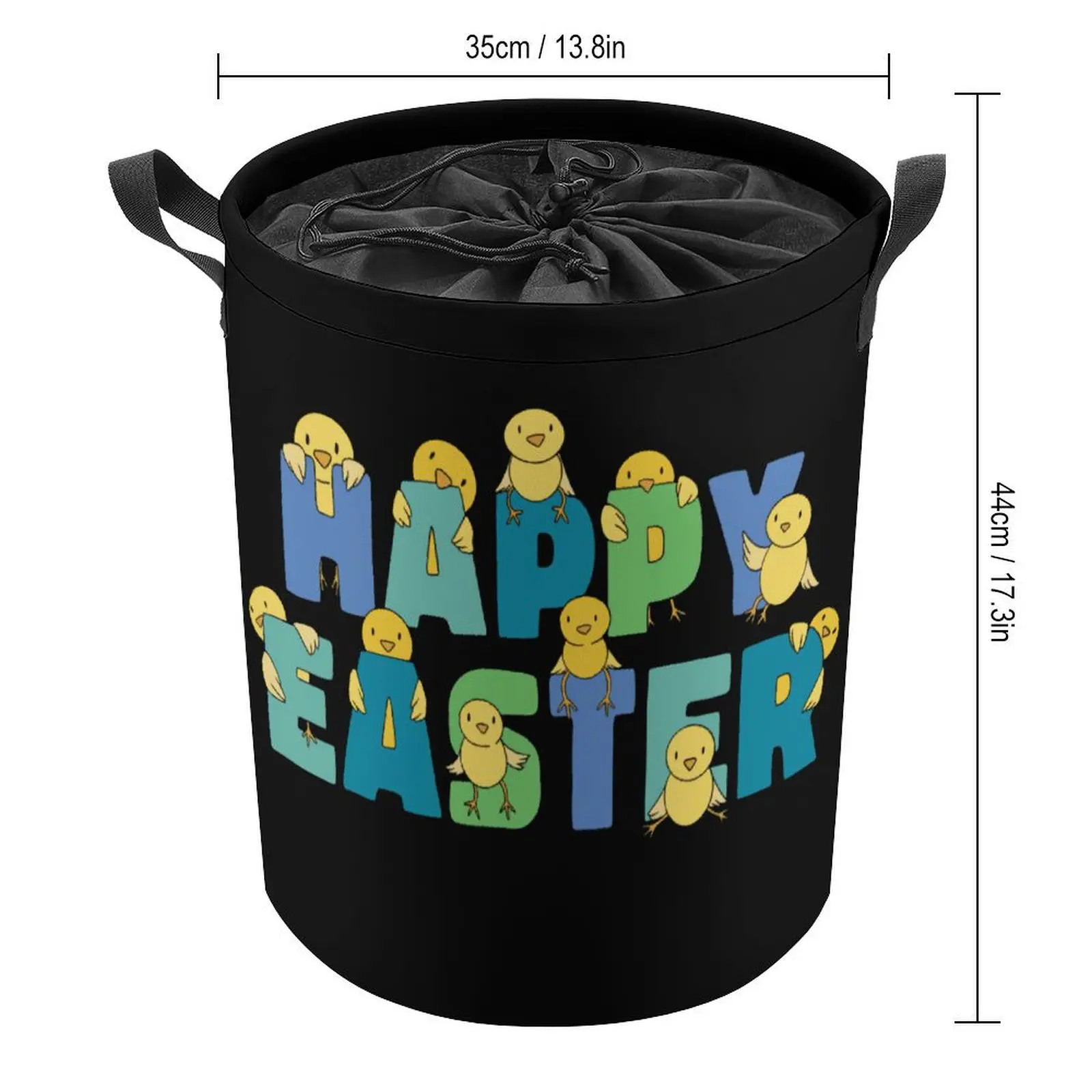 Happy Easter Quote with Chicks Women's T-Shirt Tie Up Your Dirty Pocket Laundry Basket Multifunctional Towels Super Soft Conveni