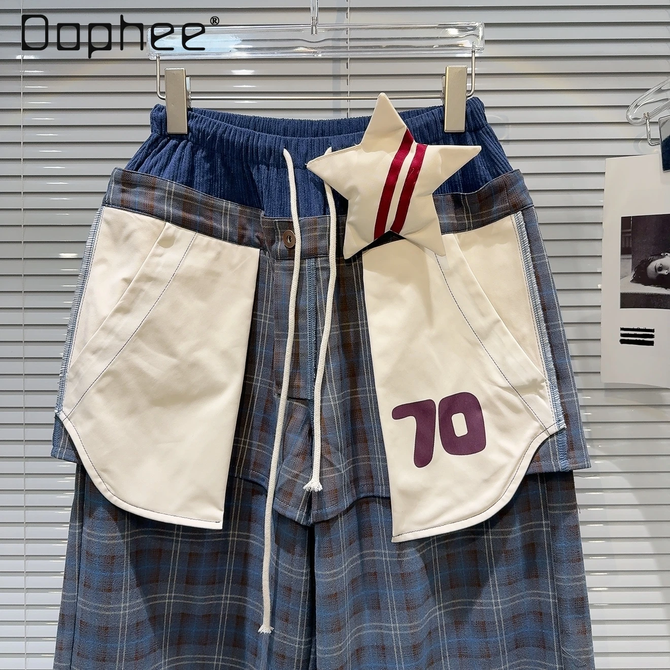 2025 Spring New Street Personality Fashion Spice Girl Three-dimensional Star Pocket Eight-point Medium Pants Retro Casual Shorts