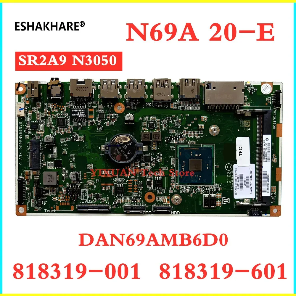 Placa base para ordenador portátil HP All In One serie 20-E 818319-001 818319-601 N69A DAN69AMB6D0 N3050 100% probada Original nueva
